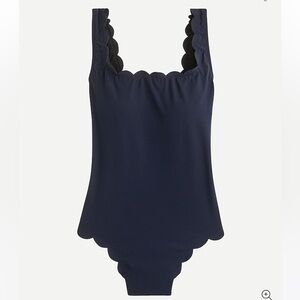 Scalloped Edge J. Crew One Piece Swimsuit - Navy NWT
